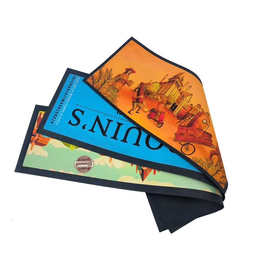 Wholesale Beer mat Anti-slip Natural  Nitrile Rubber bar runner With Bar accessories Custom printing LOGO Bar Spill Mat