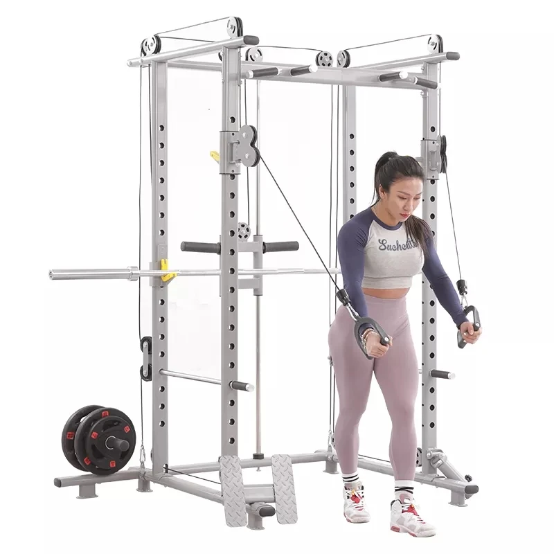 Multifunctional Weightlifting Power Rack With Pulley System Home Gym Equipment Squat Rack