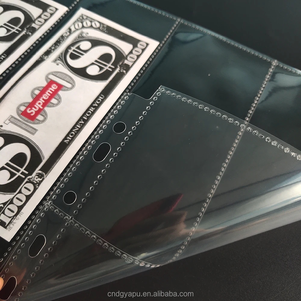 Custom 4 Pocket Banknote Collection Book currency holder paper money protector Thickened PP Page