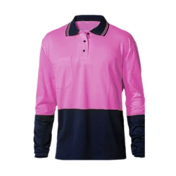 Customized Logo Long Sleeve Polo Shirts High Visibility Protective Workwear Reflective Safety Polo T Shirt With Reflector Tapes