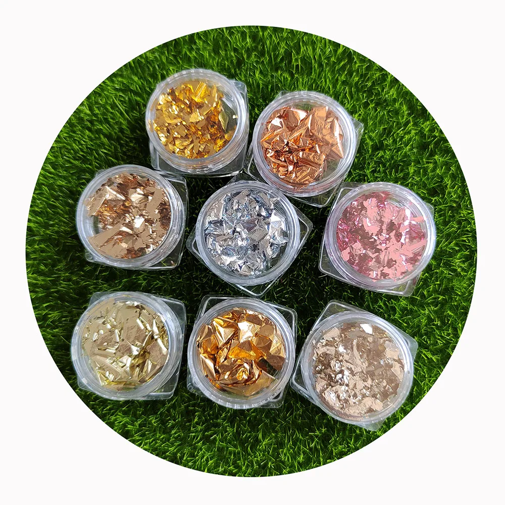 100 Box Foil Flakes Gold Silver Copper Metallic Color Paper Sequins Glitters Confetti for Nail Art Slime Fillers Craft Making