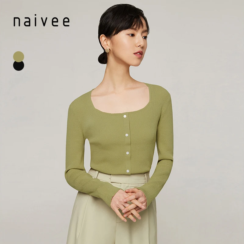 
naivee spring series quality knit thin sweaters tops women ladies fashion Minimalist sweatshirt 