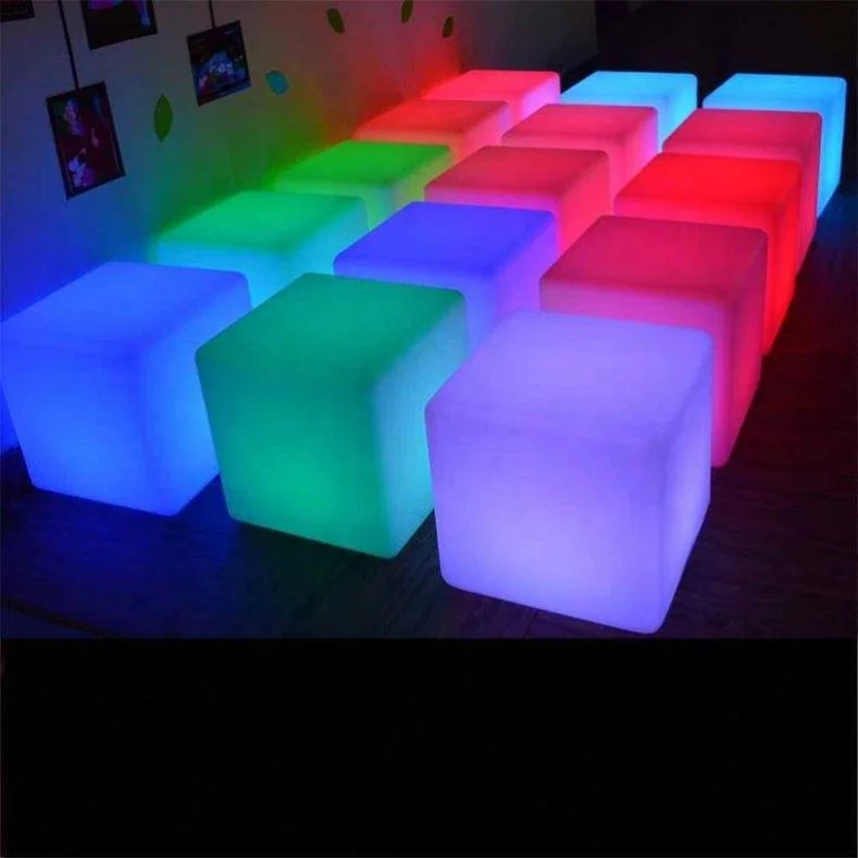 White Plastic LED Cube Seat LED Light Cube Bench Lumen Cube Light LED Stool Furniture
