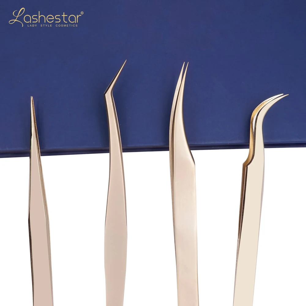 Lashestar Eyelash Extension Tweezers Makeup Stainless Steel Non-magnetic False Eyelash Tweezers OEM