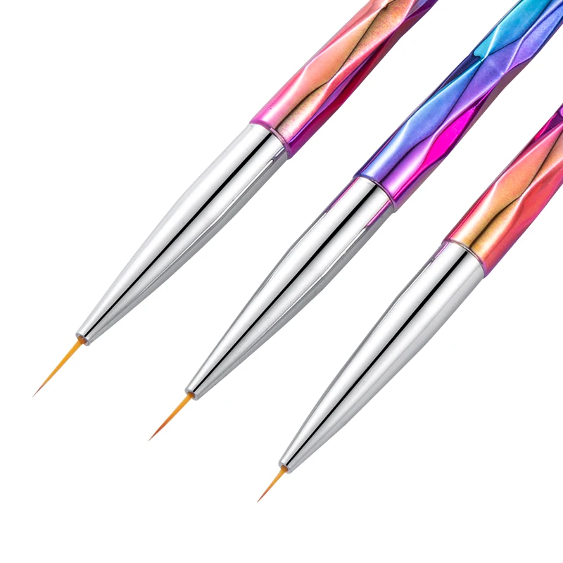 Nail Art Brush Rainbow Handle Stripes Liner Pen 7/9/11mm Flower Drawing Painting French Acrylic Tip Tape Design Manicure Tools