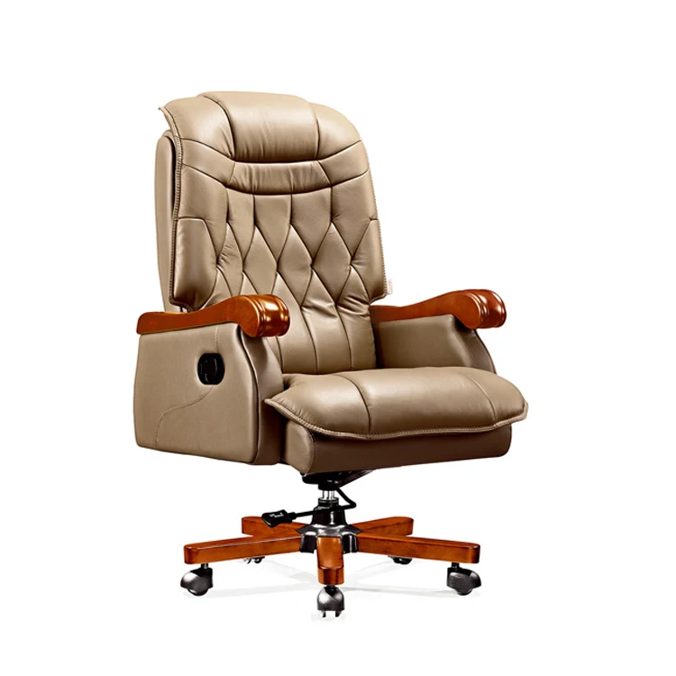 
High quality boss chair brown geniuen leather luxury wooden executive bent wood ceo office chair 