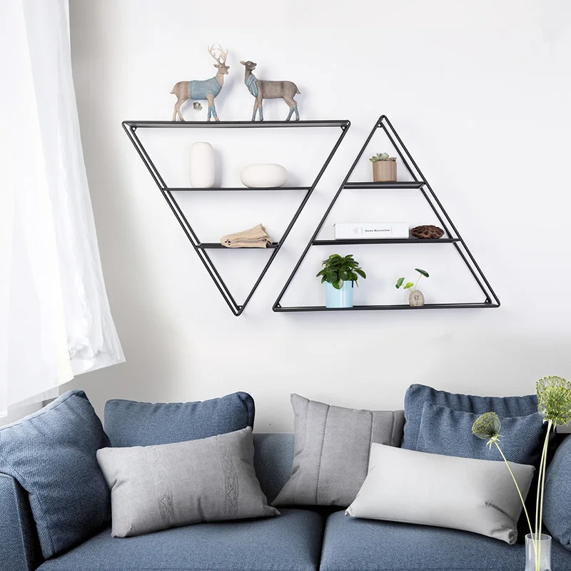 High quality competitive price black metal wire triangle wall storage rack