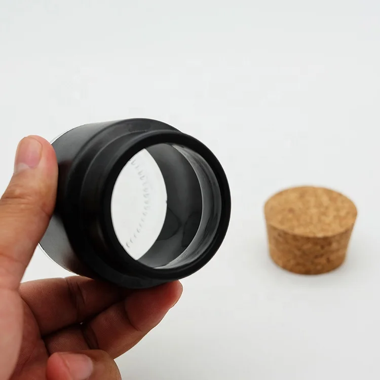 Экологически Чистая 100 мл матовая черная стеклянная банка для благословения молитвы маленькая круглая подсвечник с деревянной пробковой пробкой прозрачное основание