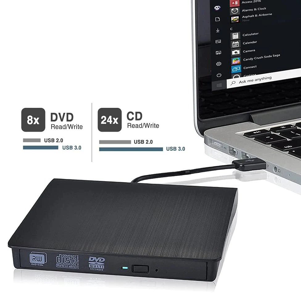 USB 3.0 External DVD RW CD RW Burner Recorder Optical Drive