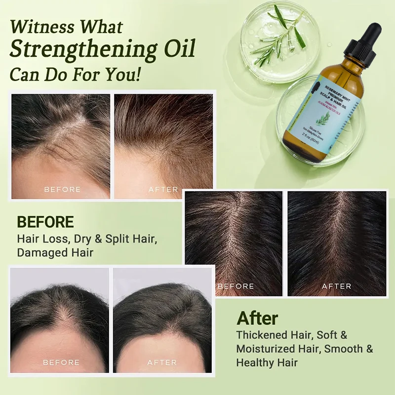 Wholesale 60ml natural hair care product nourishes split ends rosemary mint premium scalp&hair oil