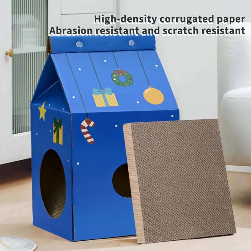 Factory wholesale price support customised interior decoration cardboard milk houses for cats