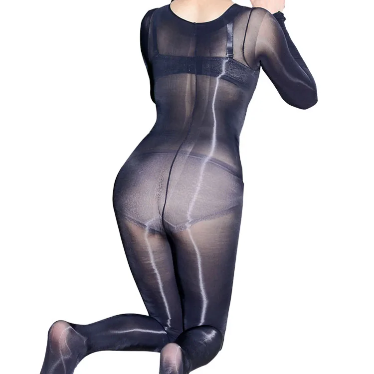 
Sexy Lingerie Women Crotchless Sheer Bodystocking Full Body Shiny Pantyhose Sexy Open Crotch Girl High Elastic Tights Body Suit 