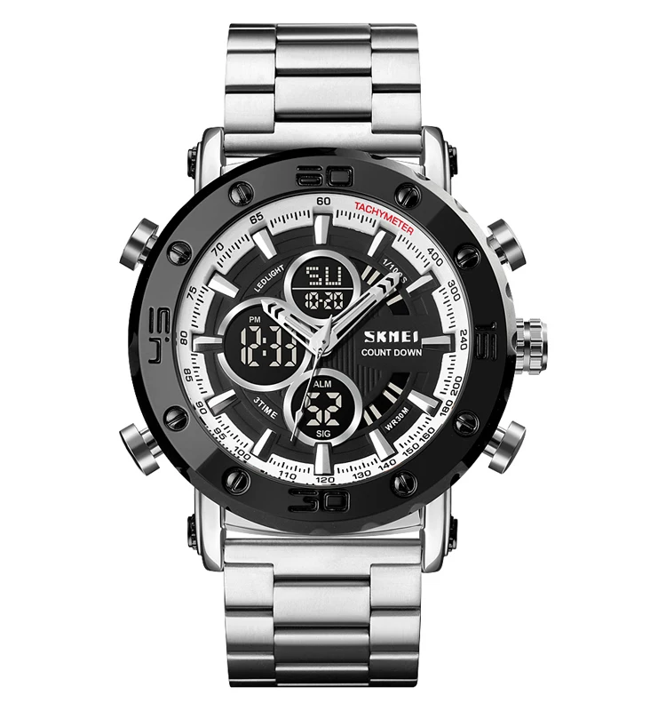 SKMEI 1636 Led водонепроницаемый 3ATM нержавеющая сталь браслет часы цифровые золотом изготовленный на заказ логос oem часы мужчин, который надевается на лучезапястный сустав бренд