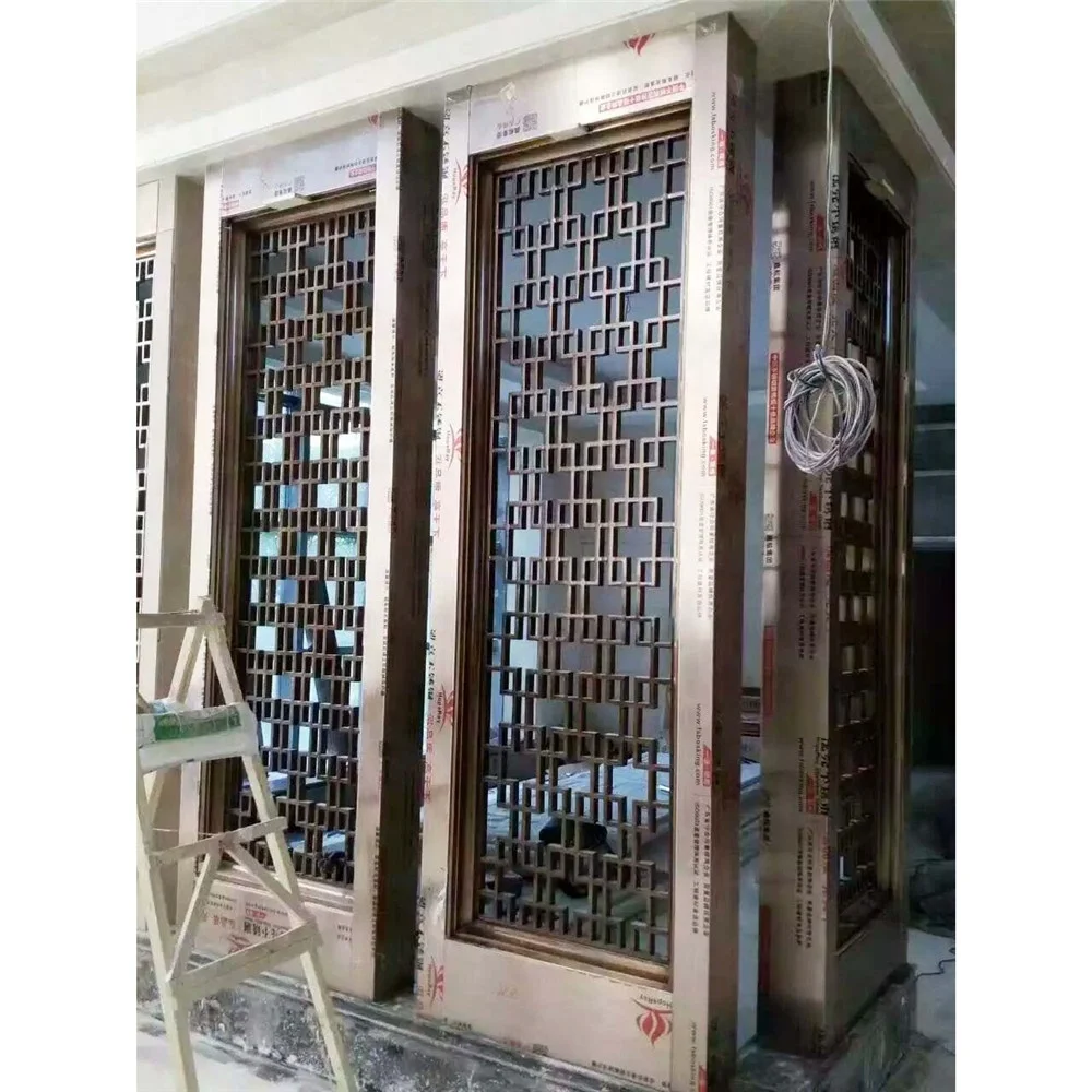 
Decorative Gold Color Laser Cut Metal Room Dividers Partitions Screen 