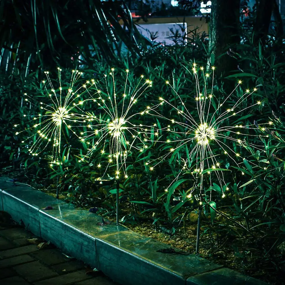 Outdoor Solar Powered 90 120 150 Led Grass Globe Dandelion Fireworks Lamp For Garden Lawn Landscape Lamp Holiday Light