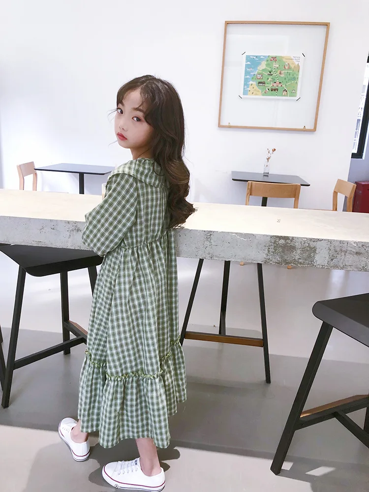 Leisure  Light green lattice 12 year old kids frock designs girls dress for kids