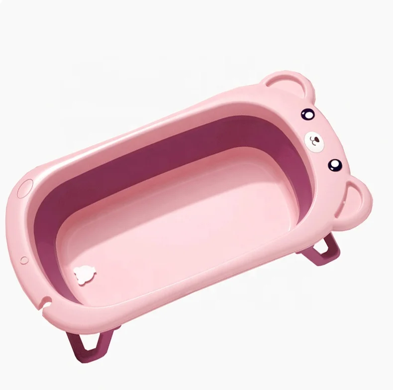 Cute little bear baby folding bathtub 0-12 month Blue plastic indoor baby bathtub portable foldable save space