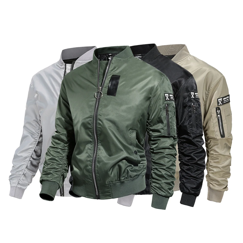 
streetwear plus size men waterproof softshell pilot padded bomber letterman jacket 