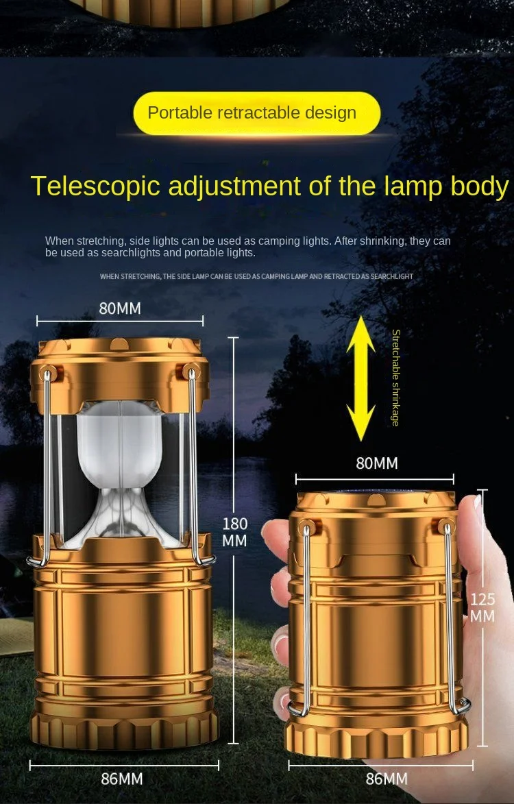 Multifunctional Solar Camping Lamp Portable LED Outdoor Lighting Lantern for Tent & Road Working Lamp