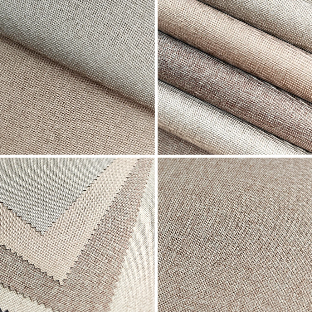 2025 Best 5 Star Linen Look Fireproof Jacquard Polyester Hotel Blackout Curtain Fabric For The Living Room