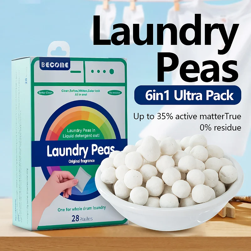 6 in 1 color lock super cleaning softening and whitening scented laundry detergent pellets peas pack in non-woven sachet