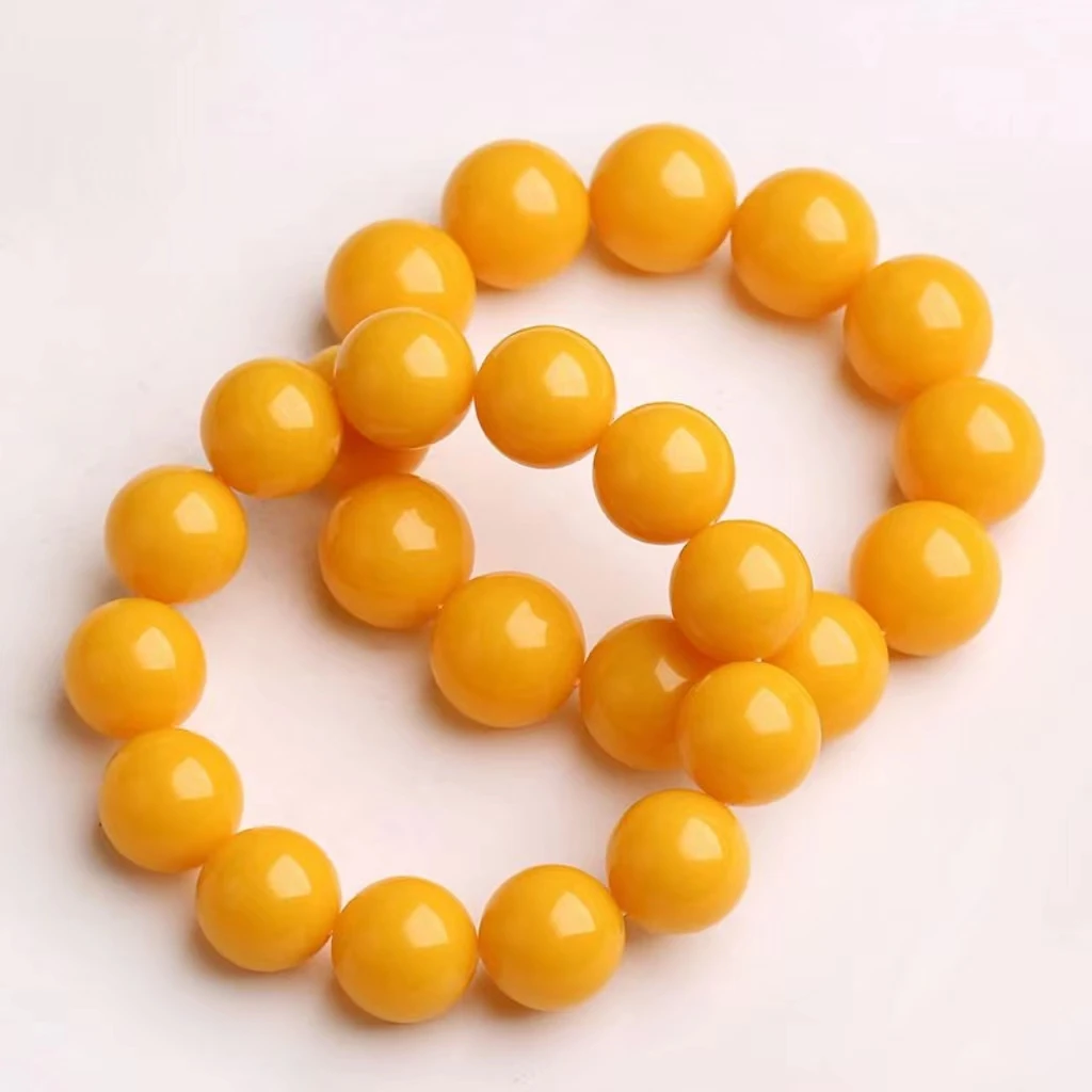 5mm-15mm White Tiger Skin Amber Smooth Round Gemstone Beads Natural Amber Beads For Bracelets