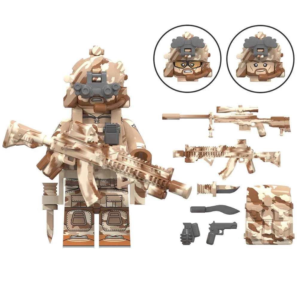 Hot Sale Delta Forces Marine Soldier Mini Figures Series Troops Cartoon Building Blocks Weapon Accessories Assembled Plastic Toy