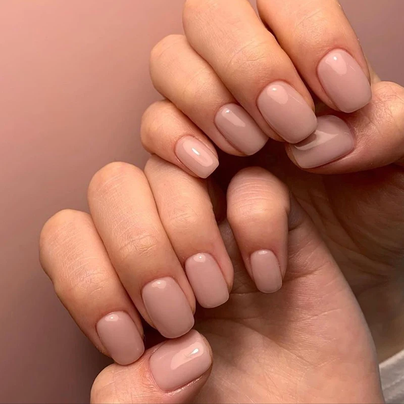 Wholesale Elegant Pink Solid Color Private Lavle Baby Boomer Press On Nails Acrylic Short Kids Impress False Nails Packaging