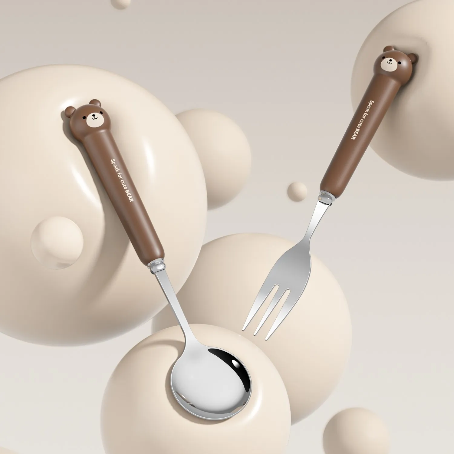 Lovely Bear Kids Cutlery Set Stainless Steel 304 Travel Cutlery Set with Case Children Fork Spoon Chopsticks  Flatware Set