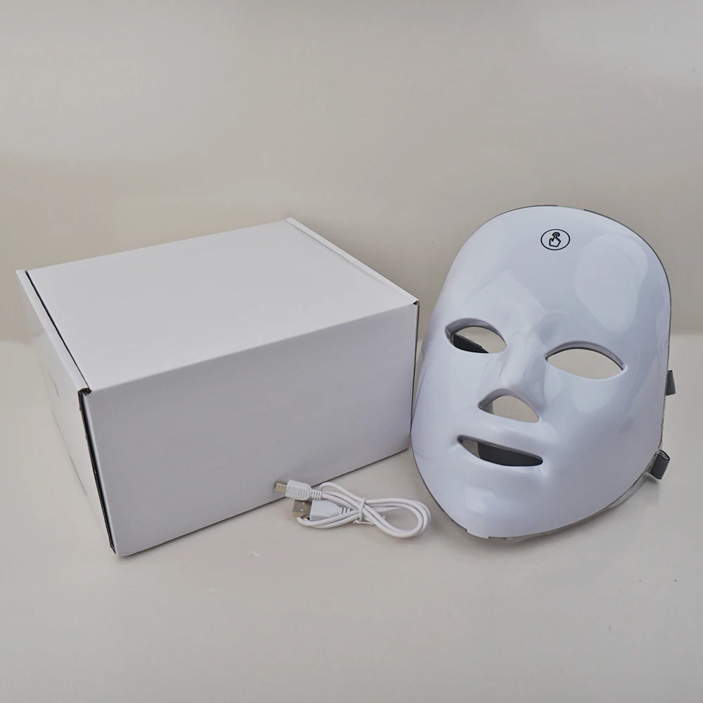 Rechargeable Facial Beauty Red Blue 7 Colors LED Photo Rejuvenation Therapy Face Skin Mask Device