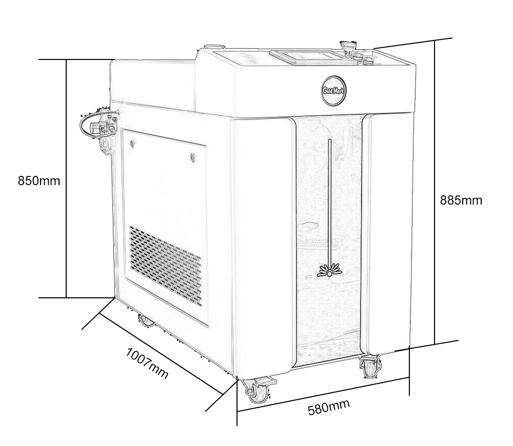 2000W 7 cleaning shapes 300mm width Raycus laser S&A water chiller portable laser cleaning machine