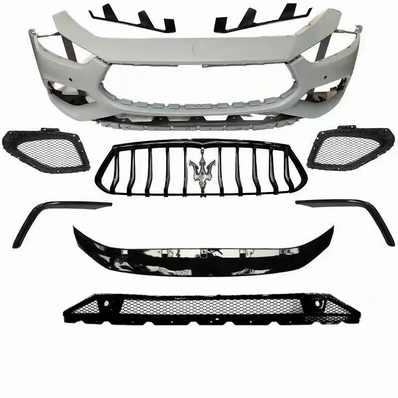Body Kit For Maserati Ghibli BodyKit Front Bumper Grilles And front Lip Set With PU Carbon Fiber Part