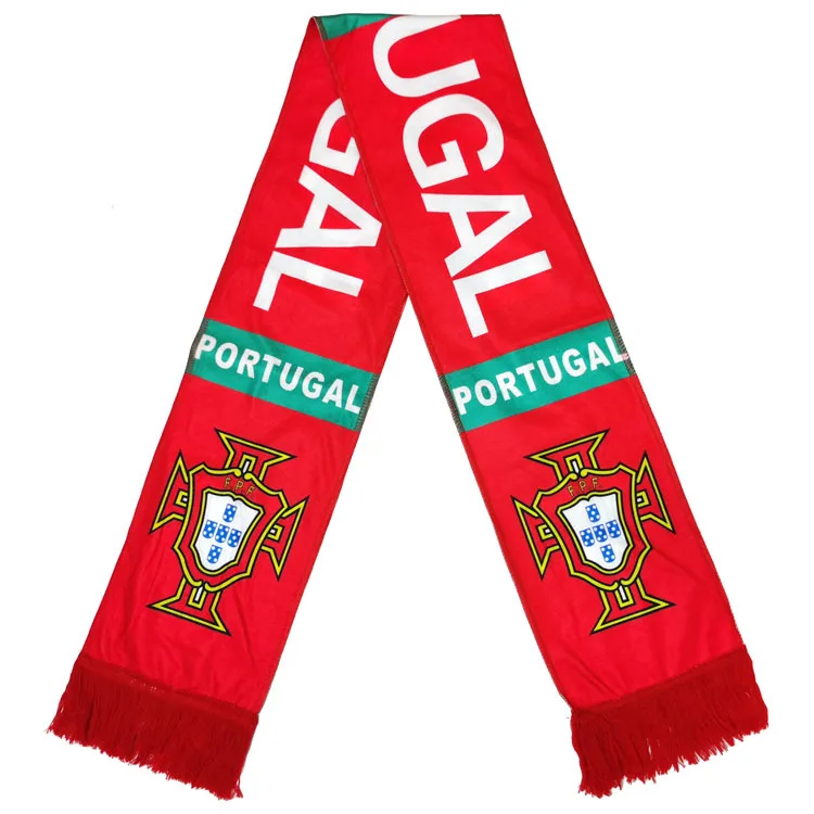 Customized Logo world soccer cup football team clubs scarf double side fan christmas knitted souvenir scarf jacquard scarf