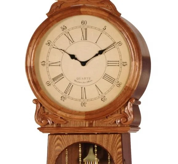 Curio Floor Clock Country Maple Finish Wood Frame, Three Glass Shelves, Interior Light, Vertical Home Decor, Quartz Movement
