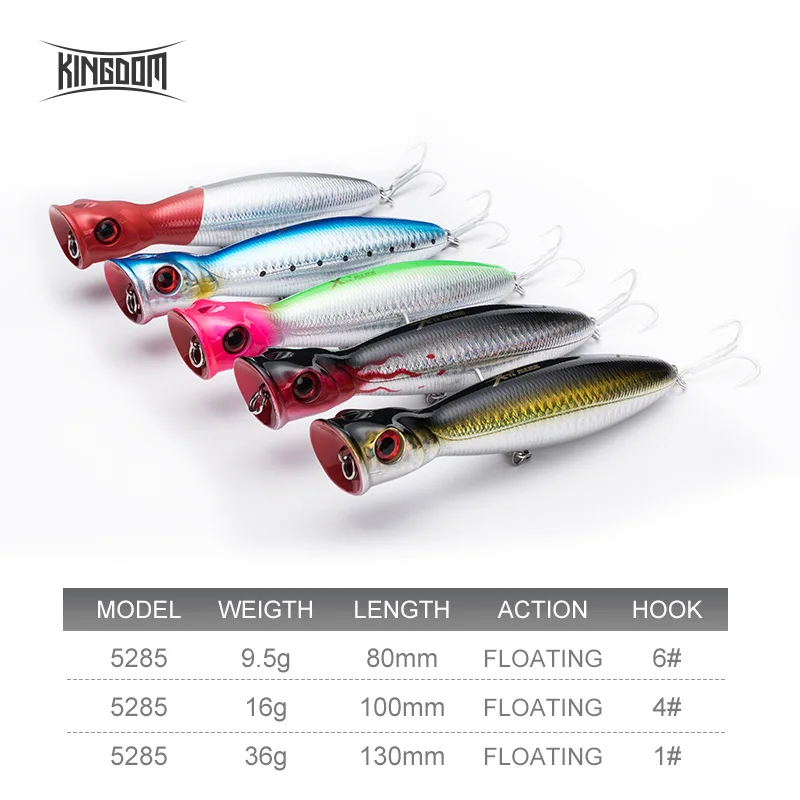 Kingdom Topwater Popper Fishing Lure 9.5g 16g 36g High Quality 130mm Big Tuna Popper Bait Seabass Popper For Saltwater Fishing