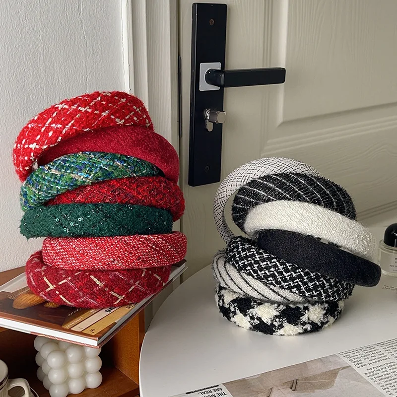 SongMay wholesale Christmas Headband Wide Fabric Hair Band For Girls Hair Accessories