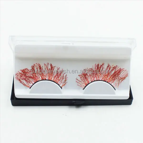 Heart Girl New Style 15mm 20mm Colored False Eyelashes with Glitter 3D Mink Lash Handmade Colorful Lashes Strip
