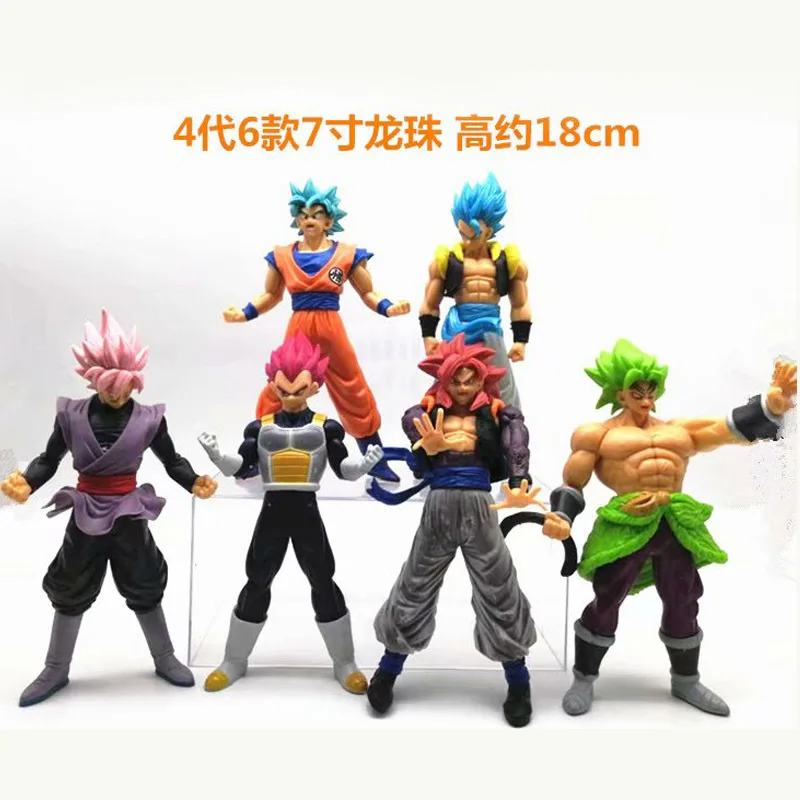 6pcs DragonBalls Super Saiyan God Action Figure Son Goku Gohan Vegeta Vegetto Ultra Instinct Model Toys Gift