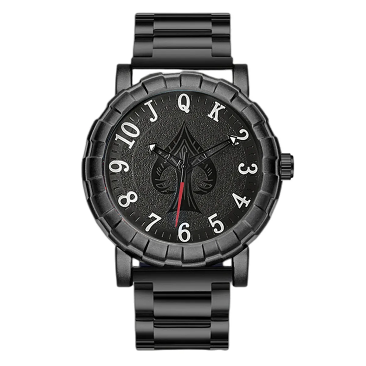 5 PCS Men Watch Fashion Leather Band Spade Poker Dial Watch Luxury Casual Quartz Watch With Bracelets Male Clock Gift