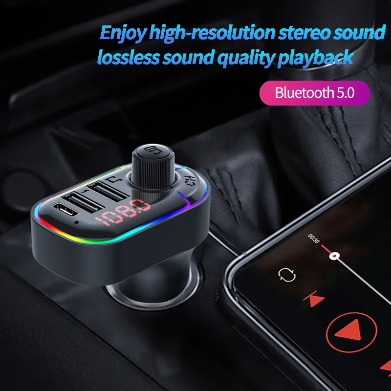 Factory Outlet Hot Selling Bluetooth FM Transmitter For Car Dual USB Charge 5V3.1A /1A  With Type C Charging Port