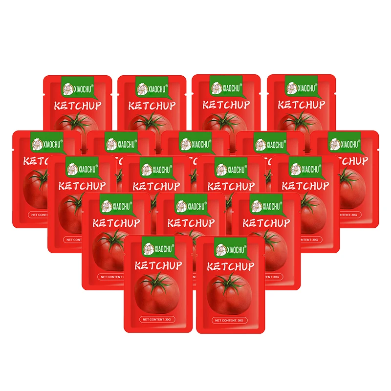 China Supplier Custom Printing Heat Seal Flat Empty Packaging Small Tomato Paste Sauce Ketchup Sachet Packets