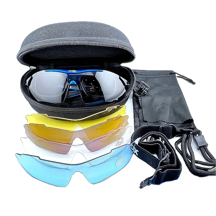 Stylish Sport Riding Glasses Clip On 5 In 1 Sport Sunglasses With Packaging Set OEM Interchangeable Lenses Eyewears