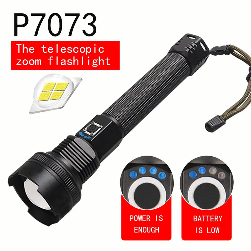 Super Bright Led Hand Light Telescopic Zoom Tactical USB Rechargeable Flashlight