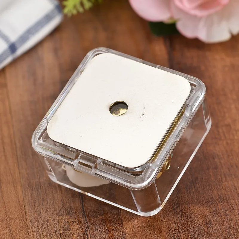Acrylic Music Box Square  shape With Wind Up Mechanism