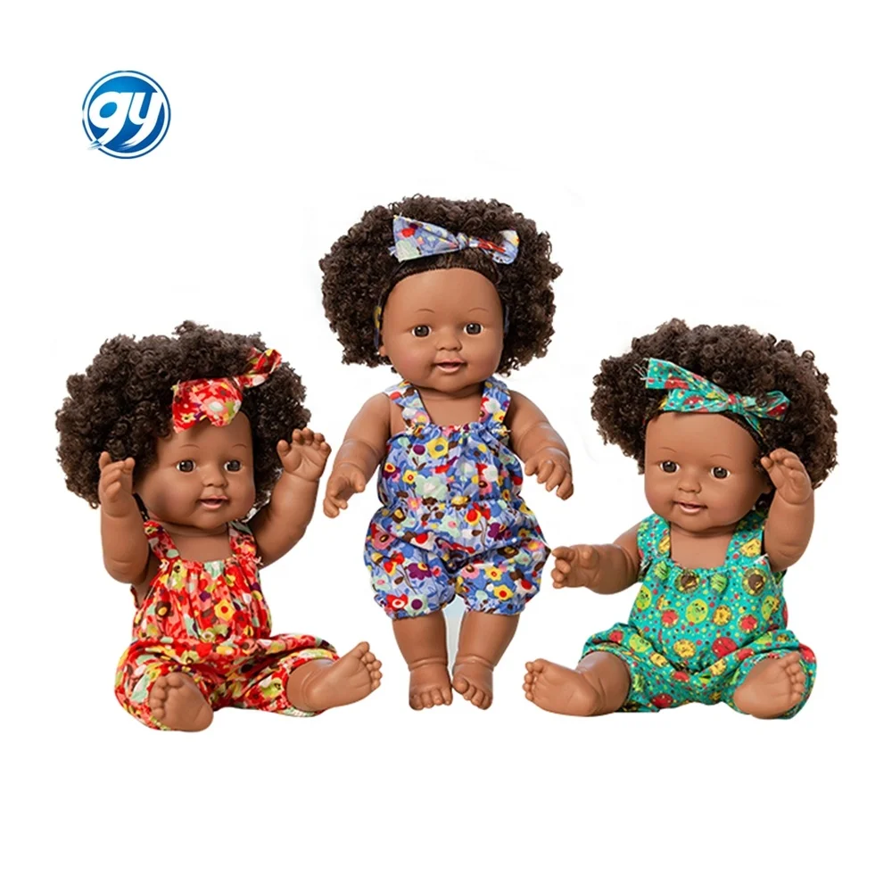 Manufacturers custom soft vinyl silicone realistic reborn baby doll black stuffed african american dolls for kids girl