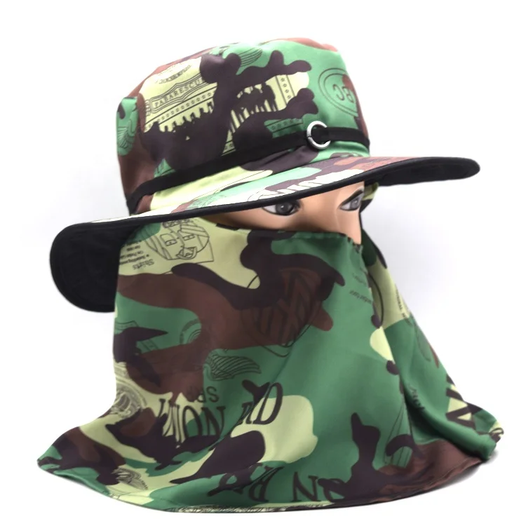 Camouflage sun protection outdoor hat forest camouflage sun protection fisherman hat sun protection face-covering bucket hat