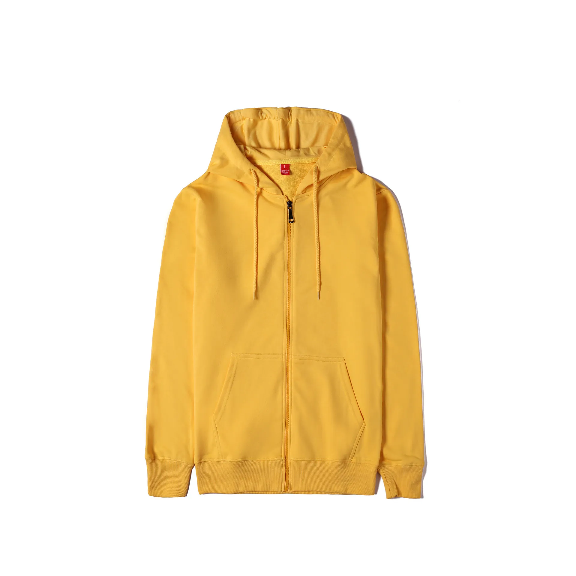 New autumn popular full zip black hoodie men sweater solid color cardigan jacket custom logo