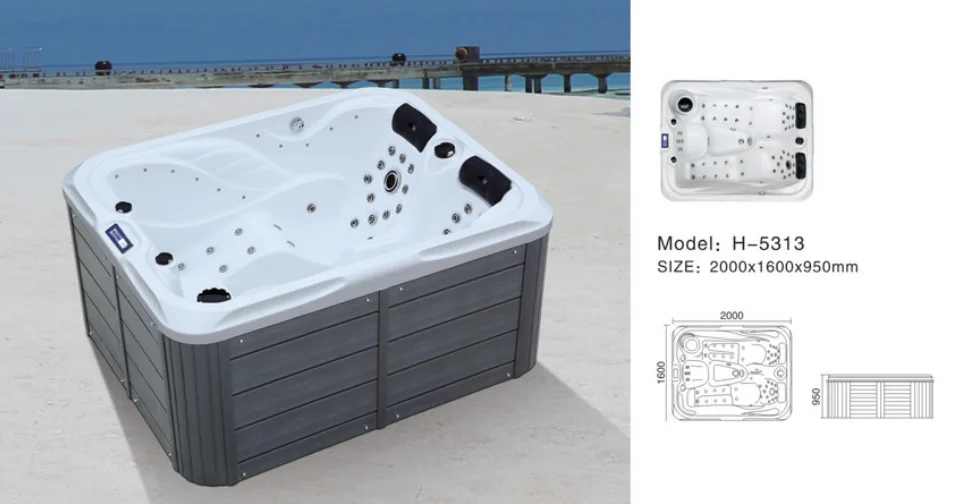 acrylic freestanding bathtub hot tub Modern luxury big size 2 3 person spa hot tub spa massage bathtub with seat
