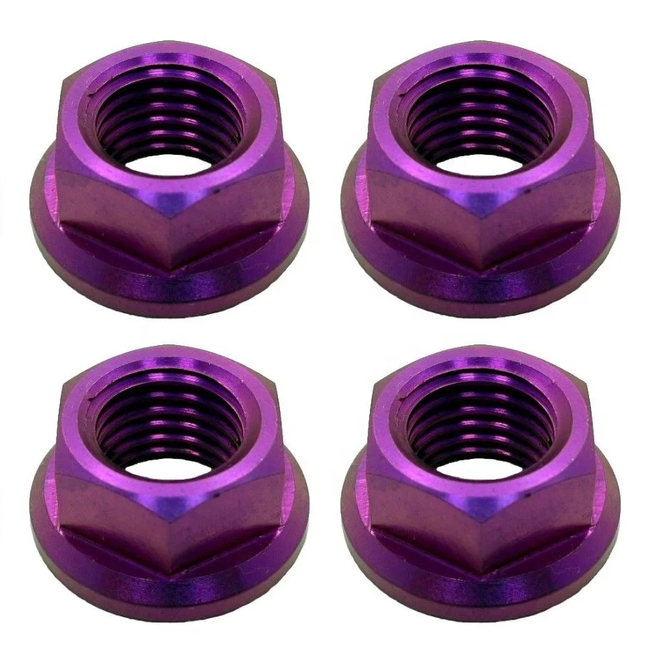 M6 M8 M10 M12 M20 GR2 GR5 Titanium Color Anodized Serrated Hexagonal Flange Nut DIN6923