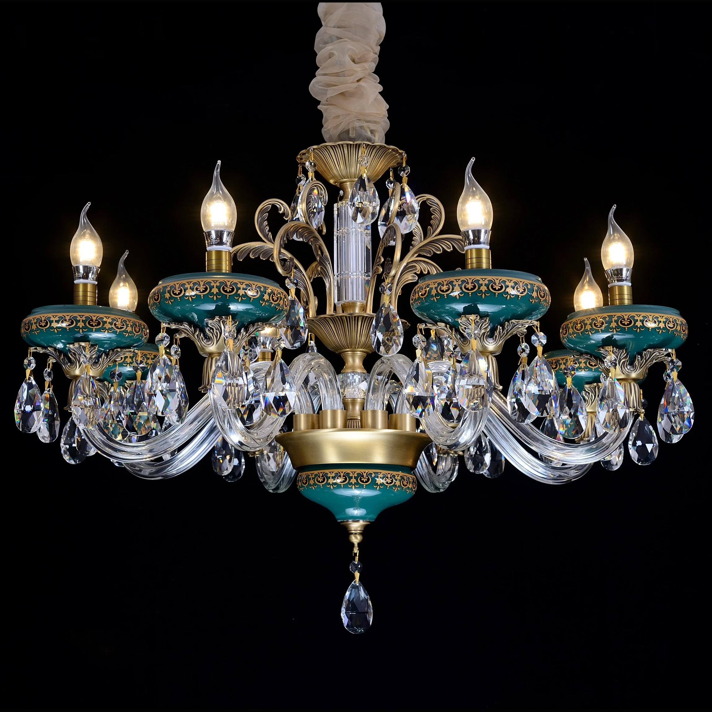 
Printing Crystal Chandeliers for Villas Explosions Ceramic European Lighting and Circuitry Design Gold Energy Saving 80 Villa 